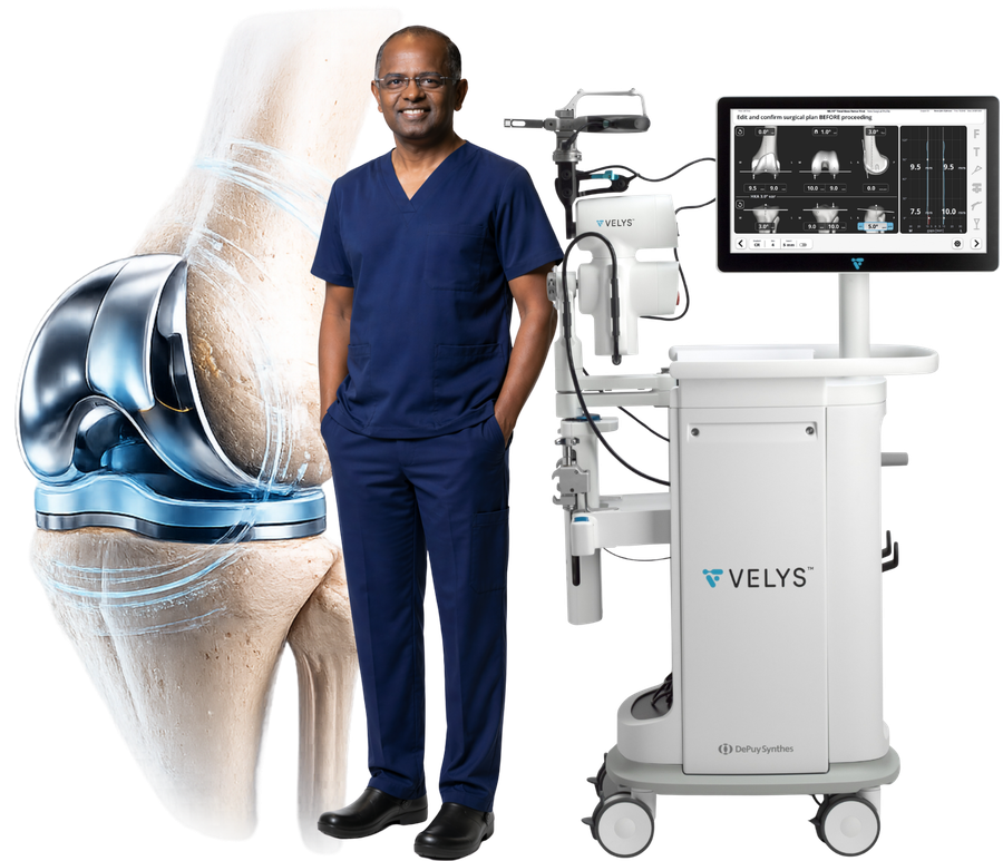 Dr. Dharmalingam Muthiah with the VELYS Robotic-Assisted Knee Replacement system